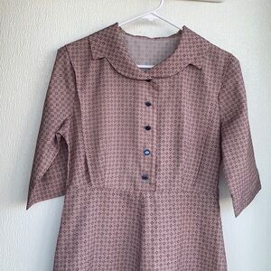 Mennonite Women’s Cape Dress Cottagecore Prairie Homemade Amish Brown 50’s